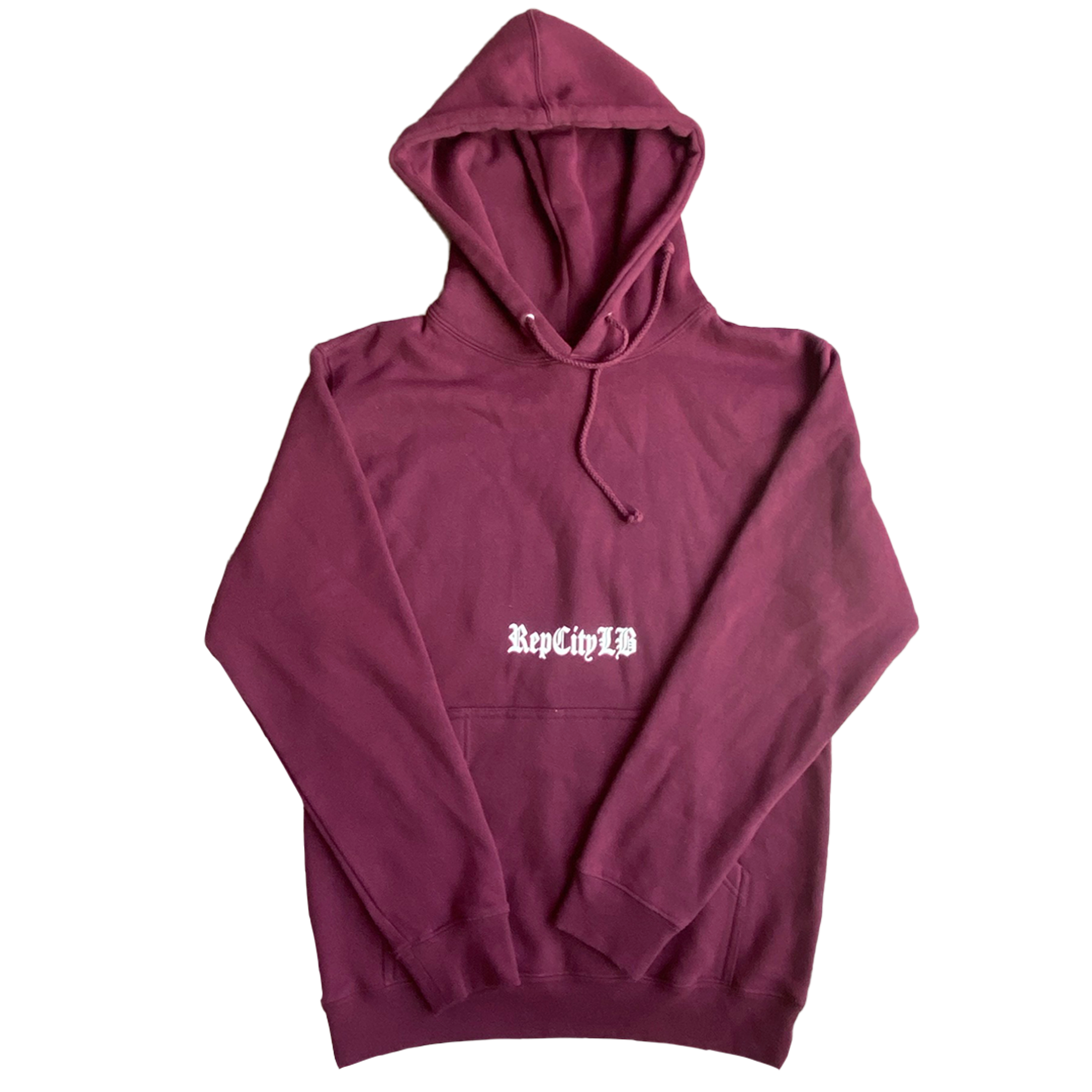 Burgundy Old English Hoodie Pullover – RepCityLB clothing