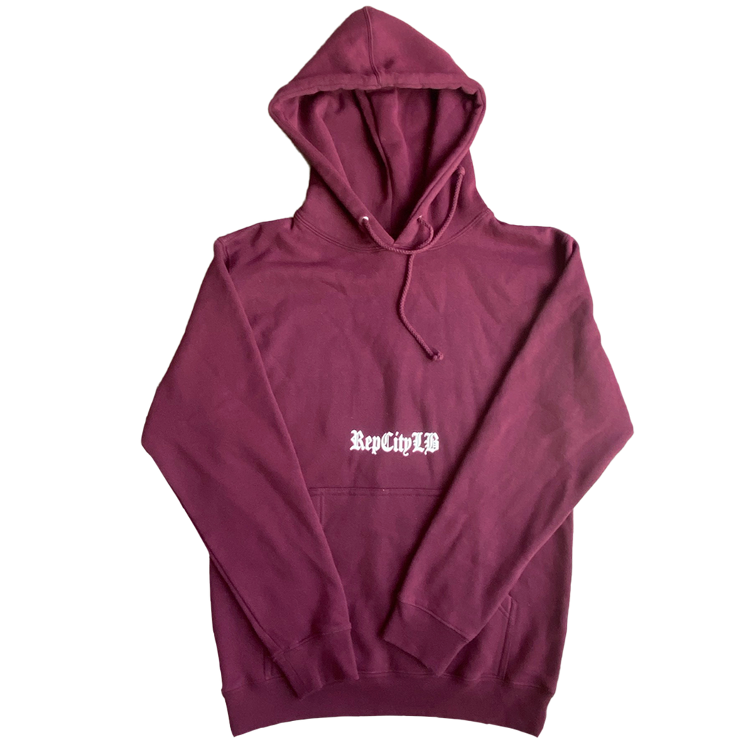 Burgundy Old English Hoodie Pullover